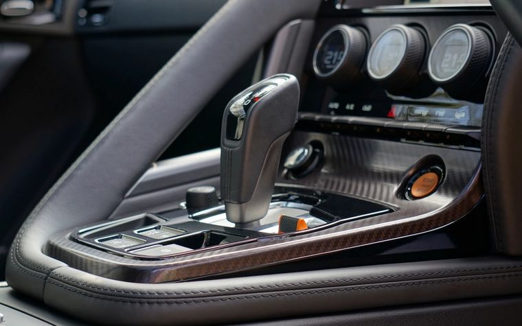 Automatic gear selector in a car interior
